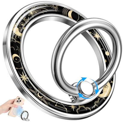 Magnetic Phone Ring Holder, Cute Cell Phone Grip, Sun Moon Sign - color: Sun Moon Sign