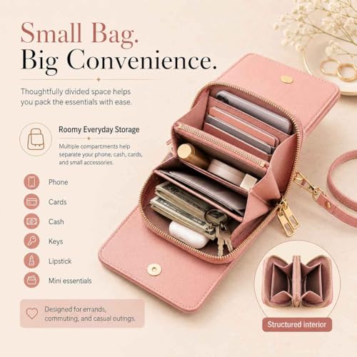 2026 Touchscreen Phone Crossbody Bag for Women, RFID Blocking Leather Mobile Phone Purse - color: Brown