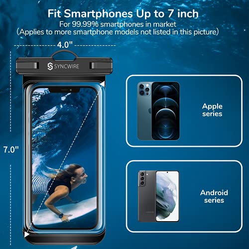 SYNCWIRE [2-Pack Waterproof Case IPX8 Universal Waterproof Phone Pouch Dry Bag Waterproof Phone Case for iPhone 15/14/13/12/11 Pro XS MAX XR X 8 7 6 Samsung S23 S22 S20 and More Up to 7 Inches - color: Transparent