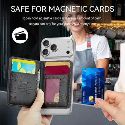 Defencase for Magsafe Wallet Magnetic Card Holder RFID Blocking, Black - color: Fashion Black