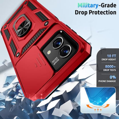 Vinve for Moto G Stylus 5G 2023 Case [Not Fit 4G Version] Slide Lens Cover, HD Screen Protector, Military Grade Drop Protection, Magnetic Rotated Ring Holder Kickstand Protective Phone Case (Red) - color: Red ,Military Grade 2nd gen.