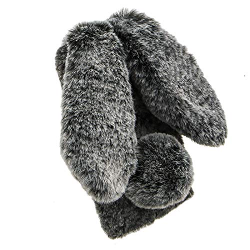 Rabbit Ear Case for Moto G Power 5G 2024, Fuzzy Fluffy Cute Girls Kids Plush Ball Bunny Fur Soft Bumper Protective Cover, Dark Grey - color: Dark Grey, size: Moto G Power 5G 2024