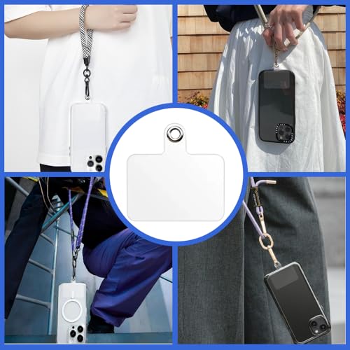 50 PCS Phone Lanyard Tabs, Universal Phone Tether Tabs, Clear Tether Tab for Cell Phone, Pvc Transparent Lanyard Patches Compatible with iPhone Case Smartphone Case, Non Adhesive