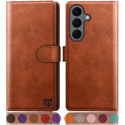SUANPOT Compatible with Samsung Galaxy S26 Wallet case with RFID Blocking Credit Card Holder,Flip Book PU Leather Protective Cover Women Men for Samsung S26 Phone case Light Brown - color: Light Brown, size: Samsung Galaxy S26