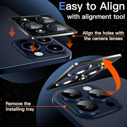 JETech Camera Lens Protector for iPhone 15 Pro/15 Pro Max, Blue Titanium - color: Blue Titanium