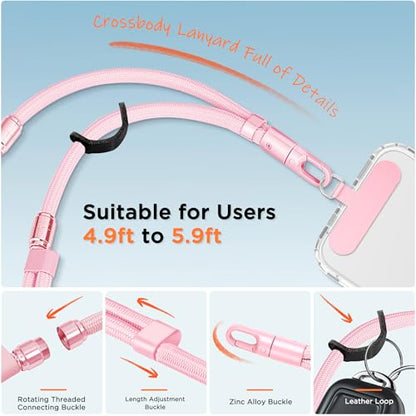 3-in-1 Crossbody Phone Lanyard & Wrist Strap - color: Pink