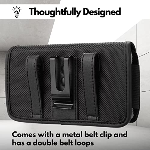 Holster for Motorola Moto G 5G 2025 2024 G Power 2025 2024 2023 G Stylus 5G 2025 2024 Edge 2025 60 Pro G Play Large Models Nylon Cell Phone Belt Holder Case with Clip Carrying Pouch,Black
