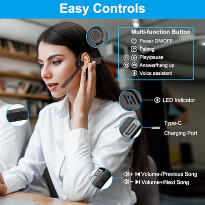 Open-Ear Headphones Bluetooth 5.1 with ENC Noise Canceling Mic - color: Black