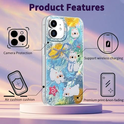 Compatible with iPhone 11 Case,with [Soft Slim][Camera Protection] Cute Bow Tie Kawayi Dog Shiny Aesthetic Phone Cover Anti-Yellowing Shockproof Protective Cover for Women Girl - color: white terrier, size: iPhone 11