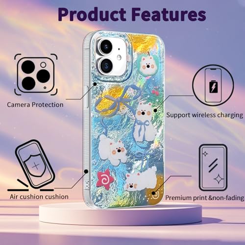 Compatible with iPhone 11 Case,with [Soft Slim][Camera Protection] Cute Bow Tie Kawayi Dog Shiny Aesthetic Phone Cover Anti-Yellowing Shockproof Protective Cover for Women Girl - color: white terrier, size: iPhone 11