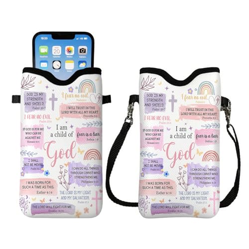 Cell Phone Sleeve Pouch with Adjutstable Strap - Christian Gifts - color: Child of God