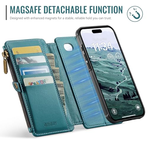 for iPhone 17 Air Phone Case Wallet Magnetic Detachable, Turquoise - color: Turquoise, size: iPhone Air