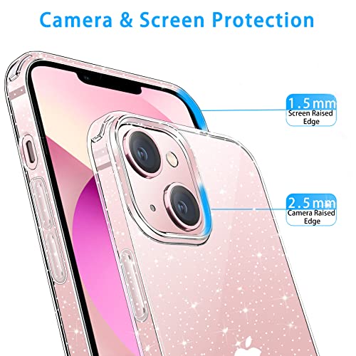 JJGoo Compatible with iPhone 13 Case, Clear Glitter Soft TPU Shockproof Protective Bumper Cover, Sparkle Bling Sparkly Cute Slim Women Girls Phone Case for iPhone 13, 6.1inch - color: Clear Glitter