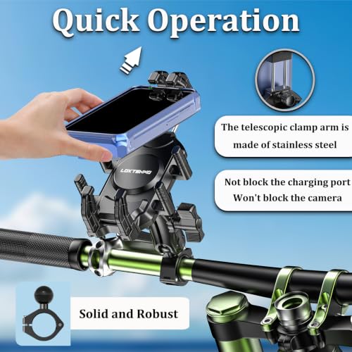 LOKTENWO Motorcycle Phone Mount with Vibration Dampener & Secure Lock