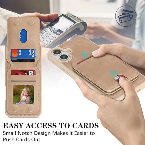 Ｈａｖａｙａ Soft-Touch Wallet Case for iPhone 16 - Matte Beige | Soft touch matte finish, detachable 2-in-1 magnetic wallet with 5 card slots & kickstand, 1400 Gauss MagSafe 15W fast char - color: Matte Beige