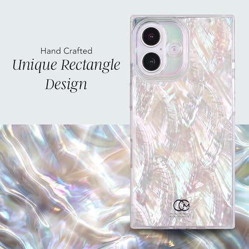 COCOMII Rectangle for iPhone 16 Case, Natural Real Mother of Pearl | Compatible with MagSafe Wireless Charging, Shockproof 10ft Drop Protection, Camera & Screen Protection, Premium Glossy Finish - color: Natural Real Mother of Pearl, size: iPhone 16 (6.1"