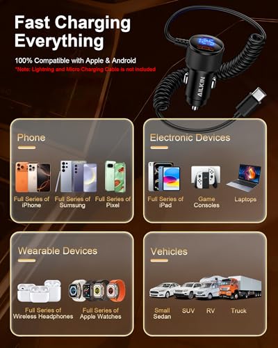 78W USBC Cigarette Lighter Car Charger Fast Charging Adapter for Galaxy S26