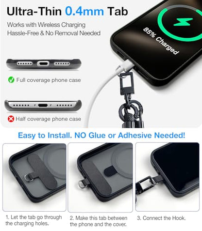 Phone Lanyard Crossbody, 3-in-1 Neck Strap& Wrist Strap, Adjustable Anti-Theft Lanyard with 2 Phone Tether Tabs, Cell Phone Strap for iPhone 17 Pro Max, Travel Essential,Grey - color: 2-grey