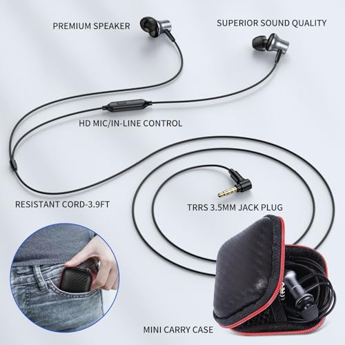 ASKUBSKU Wired Earbuds 3.5mm Headphones for Chromebook Laptop PC, Grey - color: Grey