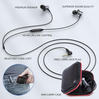 ASKUBSKU Wired Earbuds 3.5mm Headphones for Chromebook Laptop PC, Grey - color: Grey
