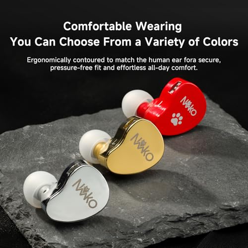 CVJ Neko IEM Wired Gaming Earbuds, 10mm Dynamic Driver HiFi in-Ear Monitors with 3.5 & 4.4mm Plugs, Deep Bass Headphones with Detachable Silver-Plated Cable for Audiophiles, Singers, Musicians-Sliver - color: Sliver