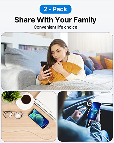 iPhone Charger [Apple MFi Certified] 2Pack 10FT Long Lightning Cable Fast Charging Nylon Braided USB Cable iPhone Charger Cord Compatible with iPhone 14 13 12 11 Pro Max XR XS X 8 7 6 Plus SE, iPad - color: White