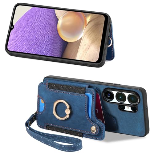 for Samsung Galaxy S26 Ultra Case Wallet with Card Slots Blue | PU Leather Flip Folio Cover,RFID Blocking Ring Holder,Kickstand,Wrist Strap,Shockproof,Magnetic Protective,Women Men Girls - color: Blue, size: Galaxy S26 Ultra 6.9 Inch