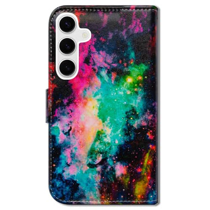 Bcov Case for Galaxy S25 FE, Colorful Universe Sky Leather Flip Phone Case Wallet Cover with Card Slot Holder Kickstand - color: Colorful Universe Sky