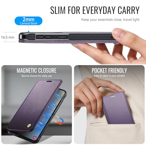for Galaxy S26 Plus Slim Wallet Case Wireless Charging, Purple - color: Purple, size: Galaxy S26 Plus