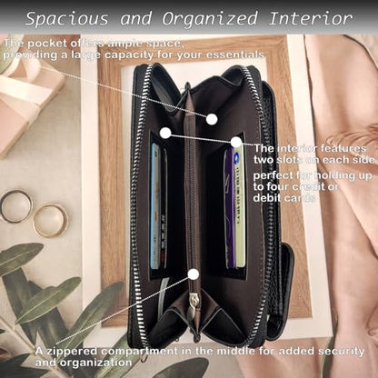 Cell Phone Crossbody Lanyard with Zipper Pouch PU Leather Crossbody Phone Bags Purses with Strap Wallet - color: Black Vertical
