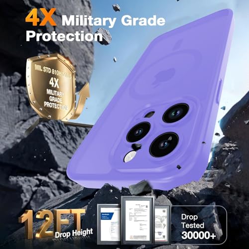 Magnetic Case for iPhone 13 Pro 6.1-Inch, [Compatible with Magsafe][Full Camera Protection] Ultra Slim Translucent Matte Shockproof Protection Phone Cover-Light Purple - color: Light Purple, size: iPhone 13 Pro