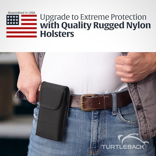Turtleback Belt Clip for iPhone 16 Pro Max, 15 Pro Max, 14 Pro Max -Medium- Fits w/Shockproof Commuter Style Cases - Premium Black Nylon, Vertical Belt Holder Magnetic Closure, HD Rotating Clip - color: Vertical - Nylon w/ HD Clip, size: Medium