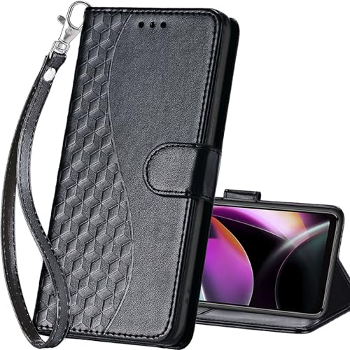 for Motorola Moto G 5G 2022 Wallet case, Black | 3 Card Holders, Kickstand, Shockproof TPU Shell, PU Leather, Magnetic Closure, Protective Flip Folio Cover, Women - color: 3