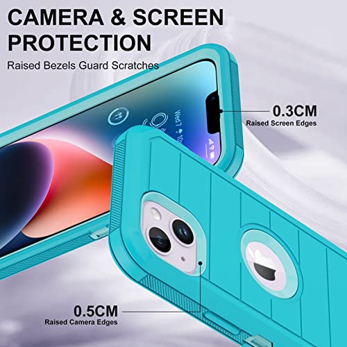 for iPhone 14 Case with 2 Screen Protector,Full Body Shockproof Drop Protection Dust Proof Heavy Duty 3-Layer Rugged Durable Military Grade Cover for Apple iPhone 14 6.1" (Mint) - color: Mint