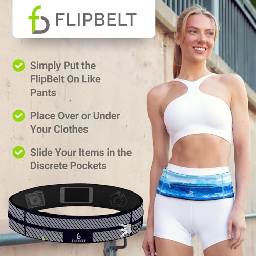 FlipBelt Zipper Running Belt, Waist Pack for Fitness and Running, US Company - color: Reflective Black, size: Medium