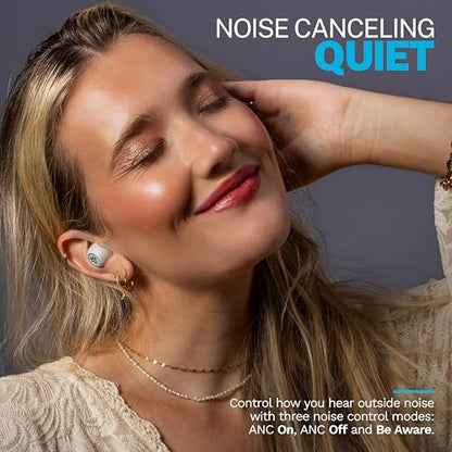 JLab Go Pop ANC True Wireless Earbuds with Dual Connect, White - color: White