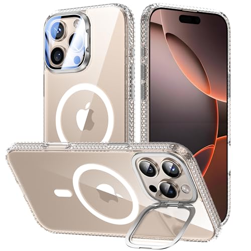 VOFATA [Upgraded] for iPhone 16 Pro Max Case with Camera Cover Stand [Fit for MagSafe][9H Camera Lens Protector] Mil-Grade Protection Transparent Magnetic iPhone 16 Pro Max Phone Case, Clear - color: Clear, size: for iPhone 16 Pro Max 6.9"