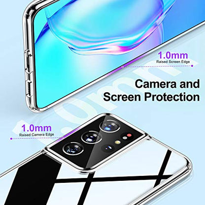HOOMIL Case for Samsung Galaxy S21 Ultra (ONLY 6.8-Inch), Non-Yellowing, Drop Protection, Anti-Scratch Transparent Hard Back Phone Cover - Black Clear - color: Black Clear, size: Samsung Galaxy S21 Ultra