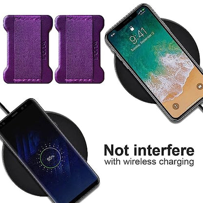 Universal Phone Grip for Smartphones - Phone Holder for Hand for Back of Phone - Wireless Charging Compatible (Black Purple) -2PC - color: Black DarkPurple