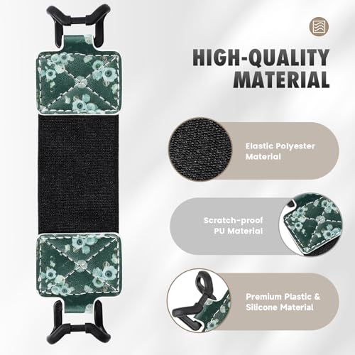 MoKo Security Hand-Strap for 6-8" eReaderFire Tablet, Kindle/Kobo/Voyaga/Lenovo/Sony Kindle E-Book Tablet, Elastic Versatile Hand Strap Lightweight Finger Grip Holder, Flowers on Dark Green - color: C-flowers on Dark Green, style: Black Strap