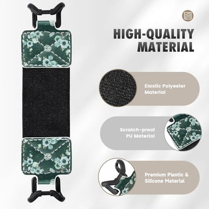 MoKo Security Hand-Strap for 6-8" eReaderFire Tablet, Kindle/Kobo/Voyaga/Lenovo/Sony Kindle E-Book Tablet, Elastic Versatile Hand Strap Lightweight Finger Grip Holder, Flowers on Dark Green - color: C-flowers on Dark Green, style: Black Strap