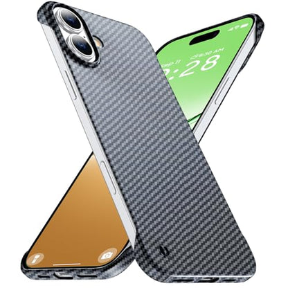 GRECAZO Ultra Thin Carbon Fiber Texture Case for iPhone 17, Black | Frosted Skin-Like Soft Touch Matte Hard PC Back Cover, Slim Fit Lightweight Frameless Borderless Minimalist Design, 6.3 Inch - size: iPhone 17