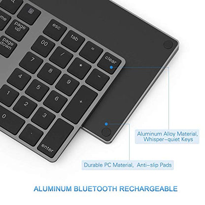 Lekvey Bluetooth Number Pad, Aluminum Rechargeable Wireless Numeric Keypad - color: Bluetooth - Black