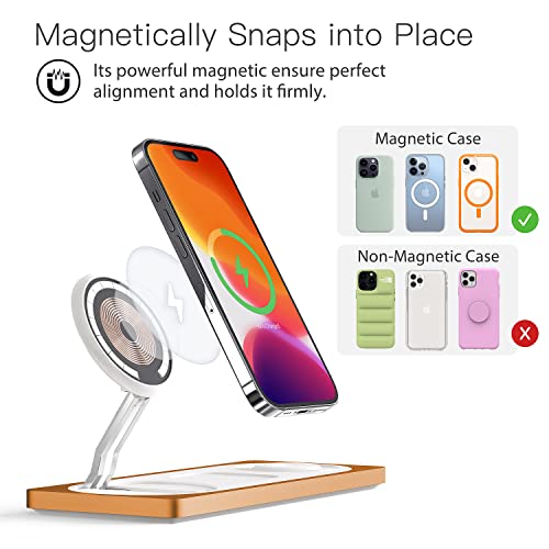 PETINO 3 in 1 Wireless Charging Station for Apple Devices with MagSafe - color: Orange