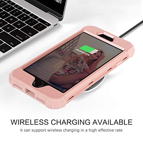 BENTOBEN for iPhone SE 2022 Case and Phone Case iPhone SE 2020, Heavy Duty 3 in 1 Full Body Rugged Shockproof Hybrid Hard PC Soft Rubber Bumper Drop Protective Girl Women Boy Men SE Cover, Rose Gold - color: Rose Gold