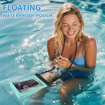 PEDVSTY Large Waterproof Phone Pouch with Sealing Strip, Floating Dry Bag | Expandable Space, Double Seals, IPX8 Waterproof Bag, Touch Screen, Fit All Phones, Kayak Pool Beach Cruise Essentials, Green - color: Green, size: Large (Up to 8.5")
