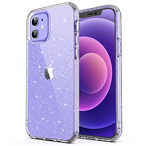 ULAK Compatible with iPhone 12 Case Clear Glitter, Transparent | Sparkle Bling Soft TPU Women Girls Shockproof Protective Phone Case Designed for iPhone 12 & iPhone 12 Pro 6.1 inch - color: Clear