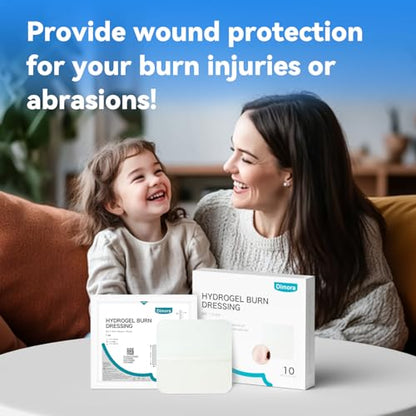 Dimora Hydrogel Burn and Wound Dressing 4" x 4" - Hydrogel Nipple Pads Instant Cooling Relief for Minor Burns & Wounds, Soothing Moist Burn Pads for 1st-2nd Degree Burns, Cuts, Abrasions, (10 Count) - size: 4" x 4" (10 Count)