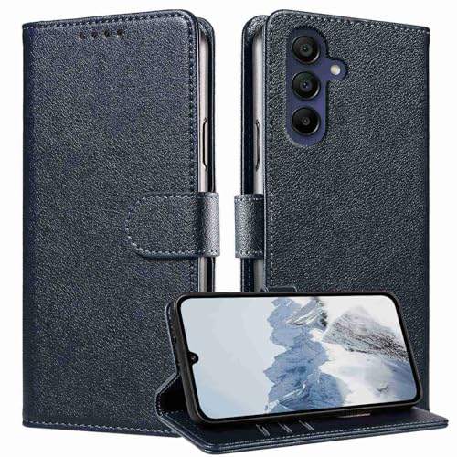for Galaxy A17/A16 5G Phone Case Wallet RFID Blocking (Blue) | Premium PU leather, card holder/cash slots, protective flip cover for Samsung Galaxy A17/A16, magnetic closure, kickstand - color: Blue