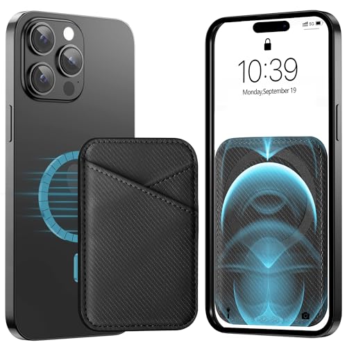 Miroddi for MagSafe Wallet, Strongest Magnetic Card Holder for iPhone 17/16/15/14/13/12 Series, Ultra-Thin Leather Magnetic Phone Wallet with 2 Card Slots, RFID Blocking, Carbon Fiber Black - color: Carbon Fiber Black